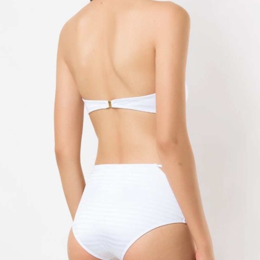White & Green Pattern Bikini Top